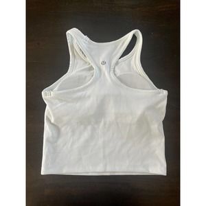White Crop Tank Ribbed Size 6 Built in Bra Padded